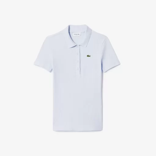 Lacoste Poloshirts>Damen Poloshirt In Slim Fit Aus Bio-Baumwolle Hellblau J2G