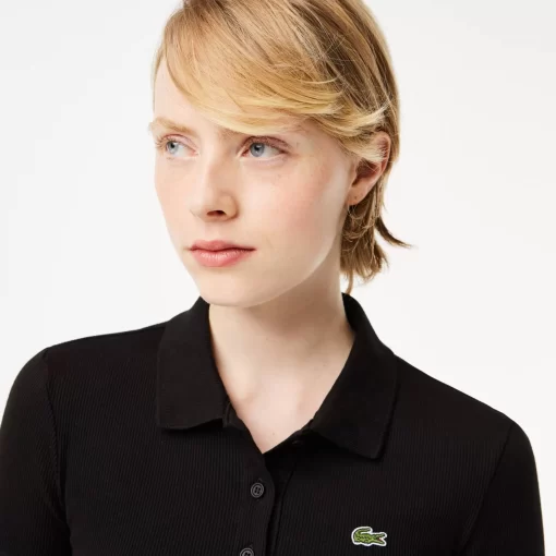 Lacoste Poloshirts>Damen Poloshirt In Slim Fit Aus Bio-Baumwolle Schwarz 031