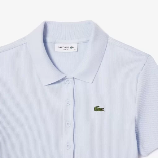 Lacoste Poloshirts>Damen Poloshirt In Slim Fit Aus Bio-Baumwolle Hellblau J2G