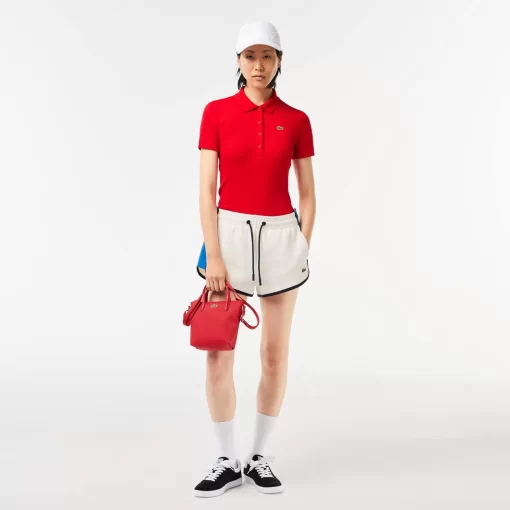 Lacoste Poloshirts>Damen Poloshirt In Slim Fit Aus Bio-Baumwolle Rot 240