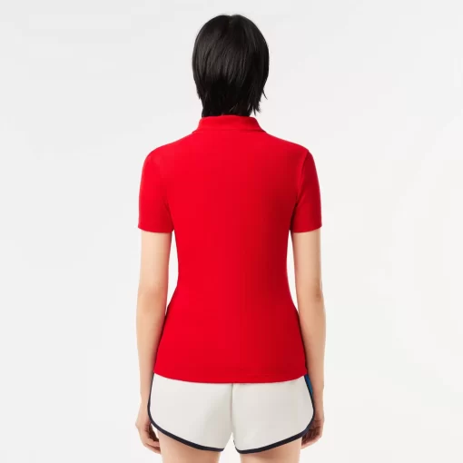 Lacoste Poloshirts>Damen Poloshirt In Slim Fit Aus Bio-Baumwolle Rot 240