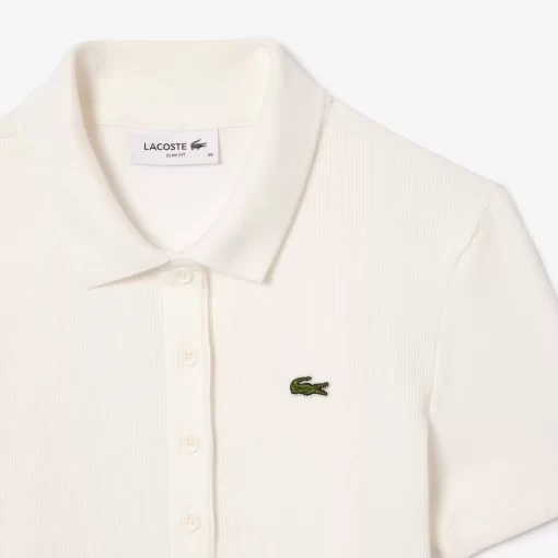 Lacoste Poloshirts>Damen Poloshirt In Slim Fit Aus Bio-Baumwolle Weis 70V