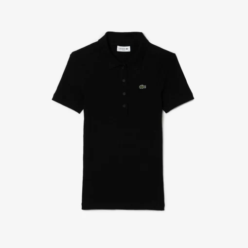 Lacoste Poloshirts>Damen Poloshirt In Slim Fit Aus Bio-Baumwolle Schwarz 031