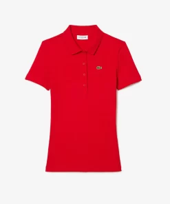 Lacoste Poloshirts>Damen Poloshirt In Slim Fit Aus Bio-Baumwolle Rot 240