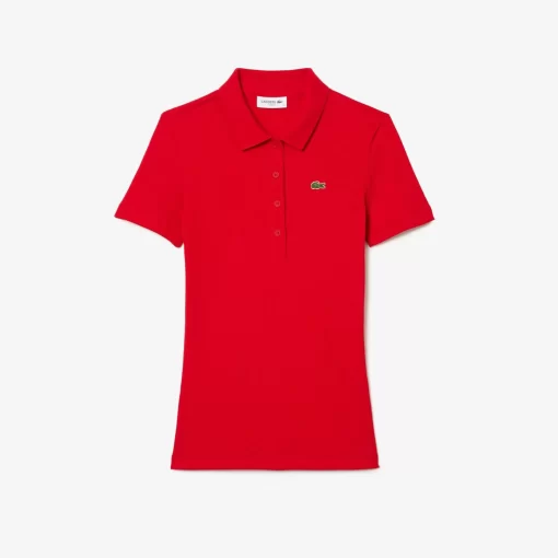 Lacoste Poloshirts>Damen Poloshirt In Slim Fit Aus Bio-Baumwolle Rot 240