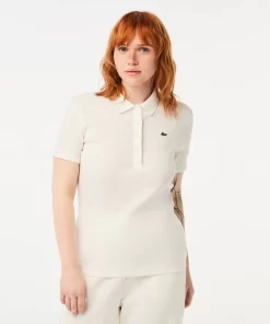 Lacoste Poloshirts>Damen Poloshirt In Slim Fit Aus Bio-Baumwolle Weis 70V