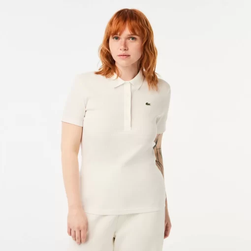 Lacoste Poloshirts>Damen Poloshirt In Slim Fit Aus Bio-Baumwolle Weis 70V