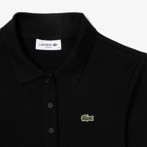 Lacoste Poloshirts>Damen Poloshirt In Slim Fit Aus Bio-Baumwolle Schwarz 031