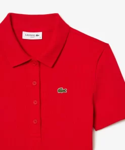 Lacoste Poloshirts>Damen Poloshirt In Slim Fit Aus Bio-Baumwolle Rot 240