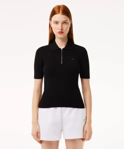 Lacoste Pullover>Damen Poloshirt Mit Reisverschluss Schwarz 031