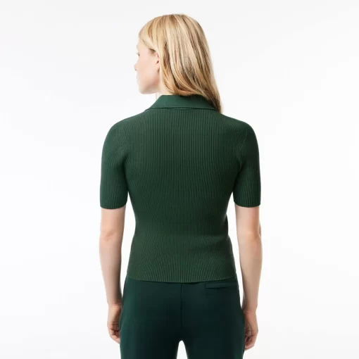 Lacoste Pullover>Damen Poloshirt Mit Reisverschluss Dunkelgrun Smi