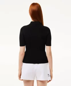 Lacoste Pullover>Damen Poloshirt Mit Reisverschluss Schwarz 031