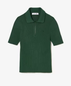 Lacoste Pullover>Damen Poloshirt Mit Reisverschluss Dunkelgrun Smi