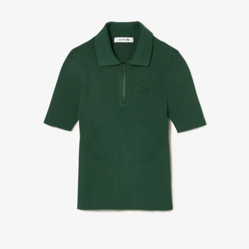 Lacoste Pullover>Damen Poloshirt Mit Reisverschluss Dunkelgrun Smi