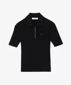 Lacoste Pullover>Damen Poloshirt Mit Reisverschluss Schwarz 031