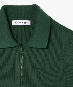 Lacoste Pullover>Damen Poloshirt Mit Reisverschluss Dunkelgrun Smi