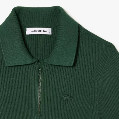 Lacoste Pullover>Damen Poloshirt Mit Reisverschluss Dunkelgrun Smi