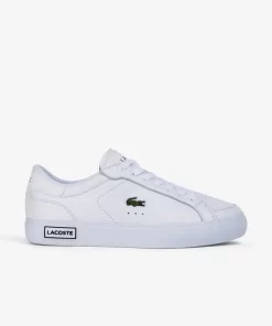 Lacoste Sneakers>Damen Powercourt Sneakers Aus Leder Mit Details White/Black 147