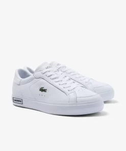 Lacoste Sneakers>Damen Powercourt Sneakers Aus Leder Mit Details White/Black 147