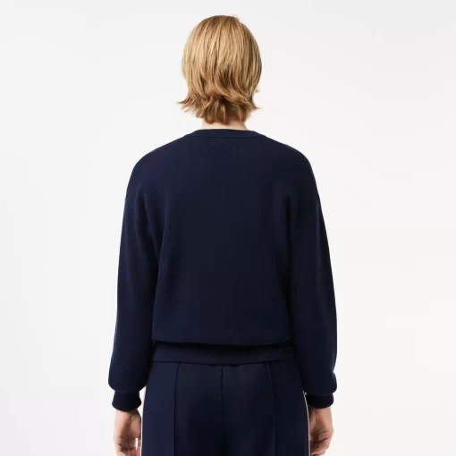 Lacoste Pullover>Damen Pullover Aus Bio-Baumwolle Mit V-Ausschnitt Navy Blau 166