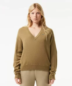 Lacoste Pullover>Damen Pullover Mit V-Ausschnitt Braun Six