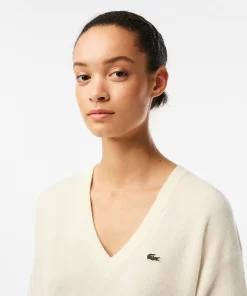 Lacoste Pullover>Damen Pullover Mit V-Ausschnitt Weis 70V