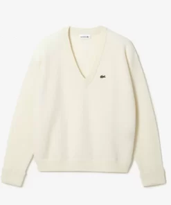 Lacoste Pullover>Damen Pullover Mit V-Ausschnitt Weis 70V