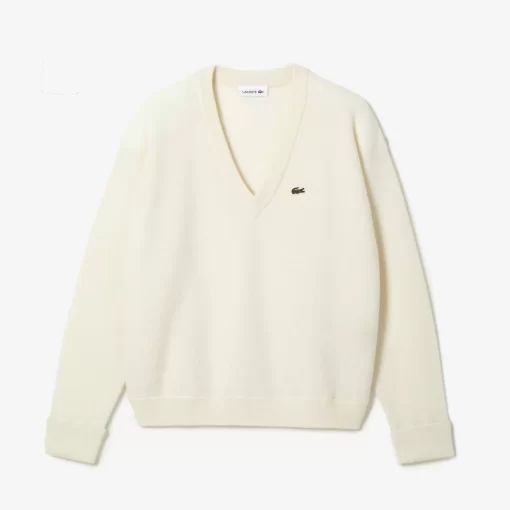 Lacoste Pullover>Damen Pullover Mit V-Ausschnitt Weis 70V