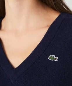 Lacoste Pullover>Damen Pullover Mit V-Ausschnitt Navy Blau 166