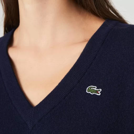 Lacoste Pullover>Damen Pullover Mit V-Ausschnitt Navy Blau 166