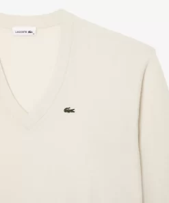 Lacoste Pullover>Damen Pullover Mit V-Ausschnitt Weis 70V