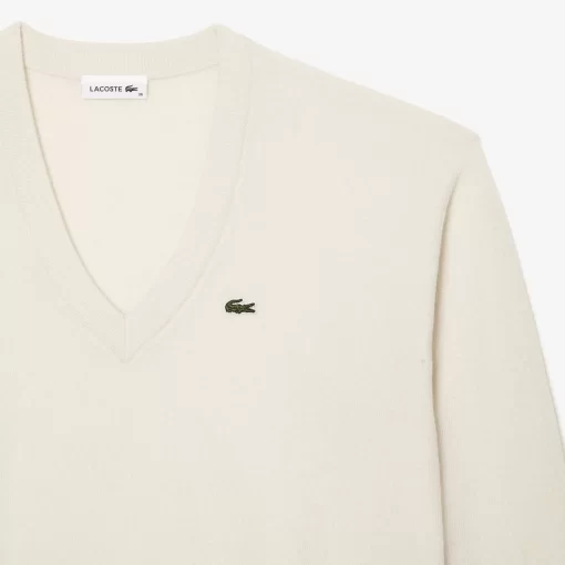 Lacoste Pullover>Damen Pullover Mit V-Ausschnitt Weis 70V