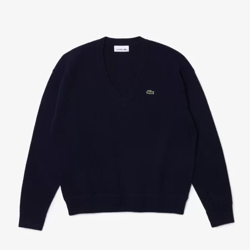 Lacoste Pullover>Damen Pullover Mit V-Ausschnitt Navy Blau 166