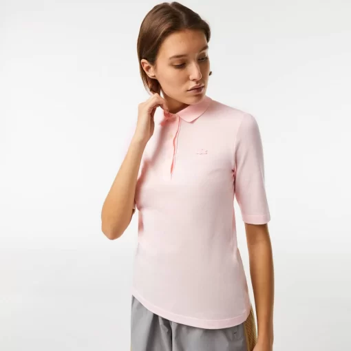 Lacoste Poloshirts>Damen Slim Fit Poloshirt Aus Feiner Baumwolle Hellrosa T03