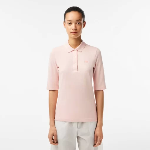 Lacoste Poloshirts>Damen Slim Fit Poloshirt Aus Feiner Baumwolle Hellrosa Ady