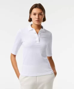 Lacoste Poloshirts>Damen Slim Fit Poloshirt Aus Feiner Baumwolle Weis 001