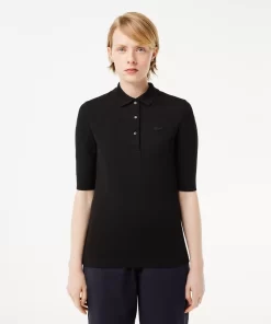 Lacoste Poloshirts>Damen Slim Fit Poloshirt Aus Feiner Baumwolle Schwarz 031