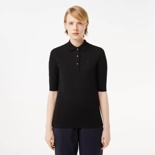 Lacoste Poloshirts>Damen Slim Fit Poloshirt Aus Feiner Baumwolle Schwarz 031