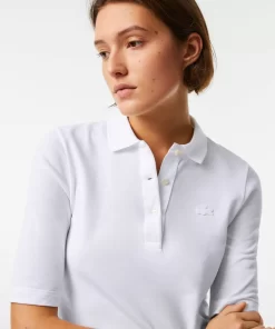 Lacoste Poloshirts>Damen Slim Fit Poloshirt Aus Feiner Baumwolle Weis 001