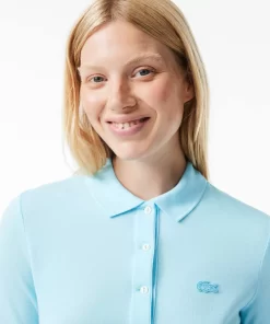 Lacoste Poloshirts>Damen Slim Fit Poloshirt Aus Feiner Baumwolle Hellblau Siz