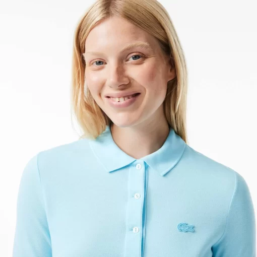 Lacoste Poloshirts>Damen Slim Fit Poloshirt Aus Feiner Baumwolle Hellblau Siz