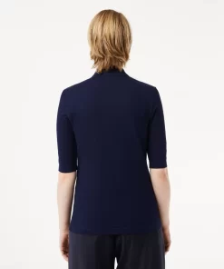 Lacoste Poloshirts>Damen Slim Fit Poloshirt Aus Feiner Baumwolle Navy Blau 166