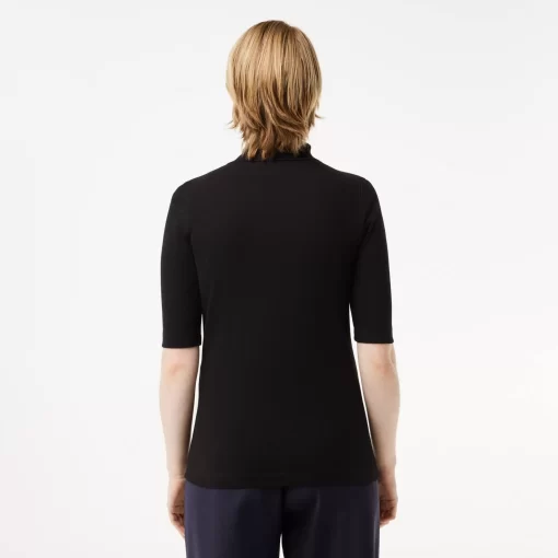 Lacoste Poloshirts>Damen Slim Fit Poloshirt Aus Feiner Baumwolle Schwarz 031