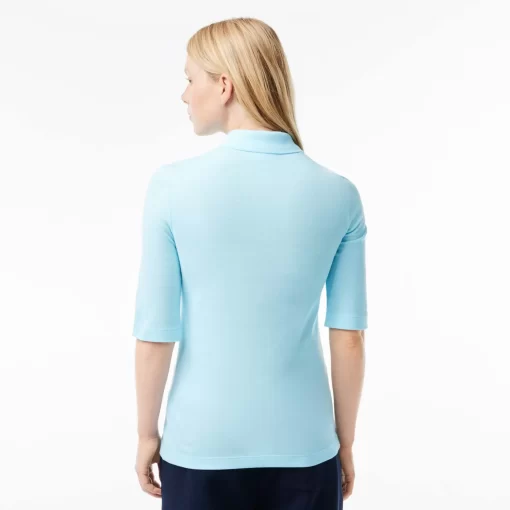 Lacoste Poloshirts>Damen Slim Fit Poloshirt Aus Feiner Baumwolle Hellblau Siz