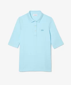 Lacoste Poloshirts>Damen Slim Fit Poloshirt Aus Feiner Baumwolle Hellblau Siz