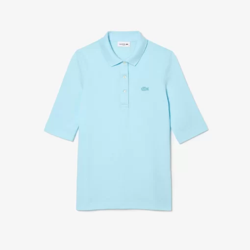 Lacoste Poloshirts>Damen Slim Fit Poloshirt Aus Feiner Baumwolle Hellblau Siz