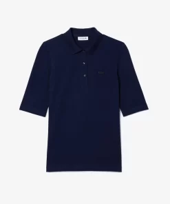 Lacoste Poloshirts>Damen Slim Fit Poloshirt Aus Feiner Baumwolle Navy Blau 166