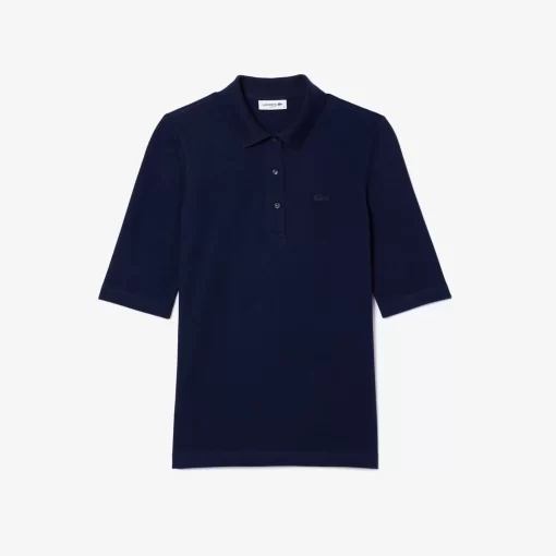 Lacoste Poloshirts>Damen Slim Fit Poloshirt Aus Feiner Baumwolle Navy Blau 166