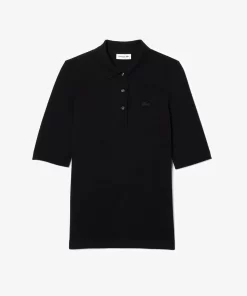 Lacoste Poloshirts>Damen Slim Fit Poloshirt Aus Feiner Baumwolle Schwarz 031