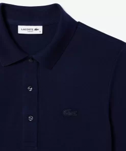 Lacoste Poloshirts>Damen Slim Fit Poloshirt Aus Feiner Baumwolle Navy Blau 166